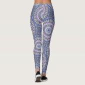 Leggings Motif circulaire géométrique Mandala bleu et viole (Dos)