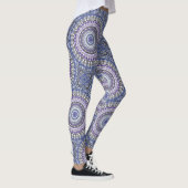 Leggings Motif circulaire géométrique Mandala bleu et viole (Droite)