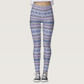 Leggings Motif circulaire géométrique Mandala bleu et viole (Devant)