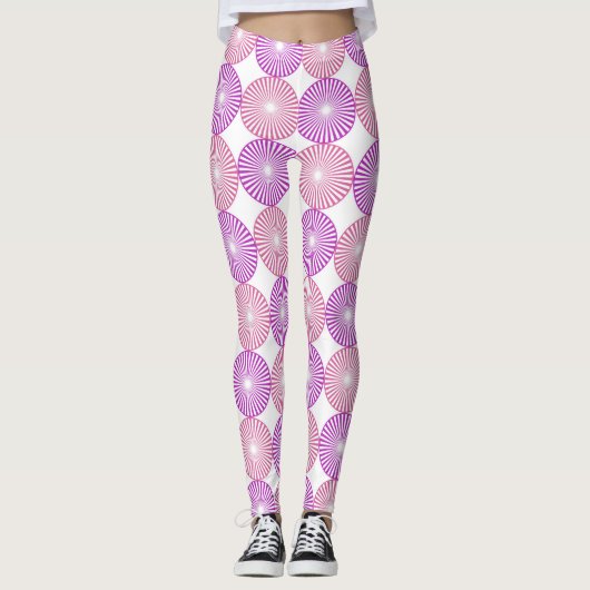 Leggings Motif circulaire rose et violet (Devant)