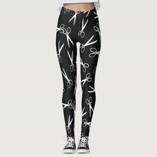 Leggings Motif ciseau argent et noir (Devant)