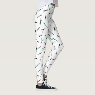 Leggings Motif ciseaux et combs - noir blanc Turquoise