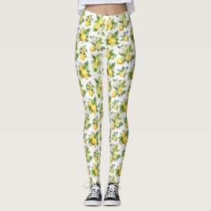 Leggings Motif citron, Fleurs de citron, Feuilles, Citrus