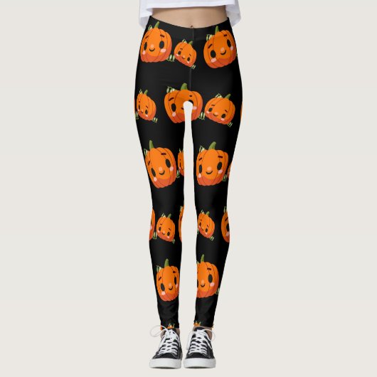 Leggings Motif citrouille à thème Halloween (Devant)