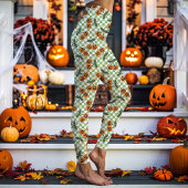 Leggings Motif Citrouille Cerise en carton vert