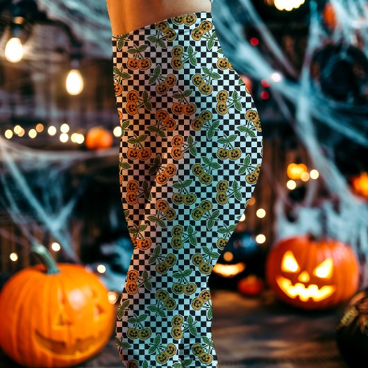 Leggings Motif Citrouille cerisier en carton noir