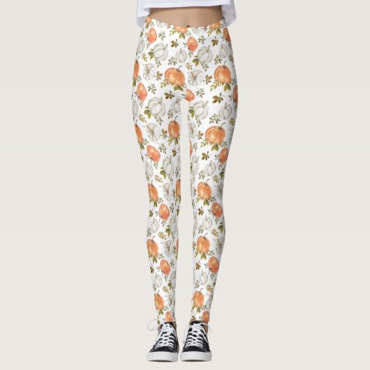 Leggings Motif Citrouille d'aquarelle d'automne (Devant)