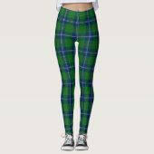 Leggings Motif classique bleu vert de Noël Tartan Plaid (Devant)