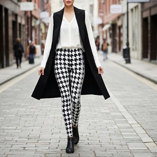 Leggings Motif classique noir en houndstooth