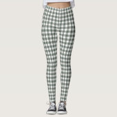 Leggings Motif classique vert foncé et blanc plaid (Devant)