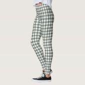 Leggings Motif classique vert foncé et blanc plaid (Gauche)