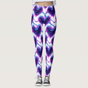 Leggings Motif Cœur en Magenta Néon Cyan Pulse