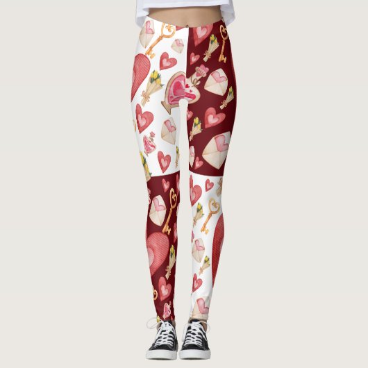 Leggings Motif Coeurs et clés mixtes (Devant)