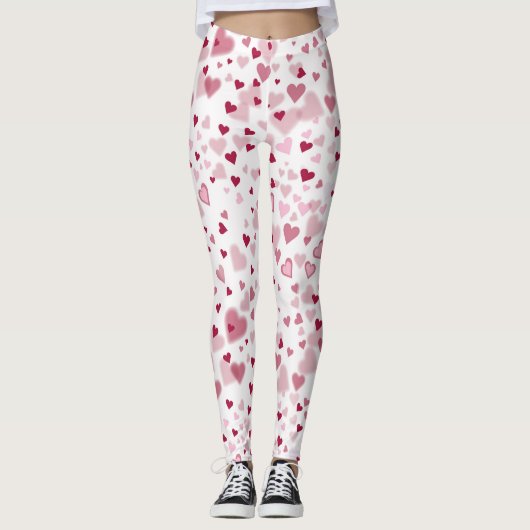 Leggings Motif Cœurs Mignons Rose (Devant)