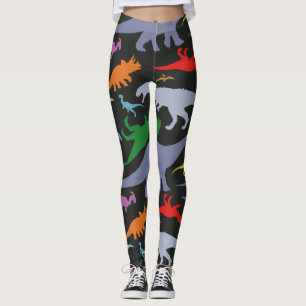 Leggings Motif coloré de dinosaure (foncé)