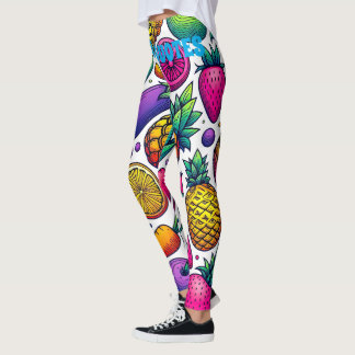Leggings Motif Coloré de Fruits et Légumes 