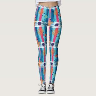 Leggings Motif coloré de la vie marine côtière (11)
