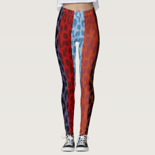 Leggings Motif coloré de peau de léopard #32