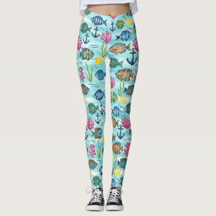 Leggings Motif Coloré de Vie Marine Côtière (3)