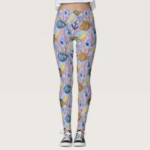 Leggings Motif Coloré de Vie Marine Côtière (9)