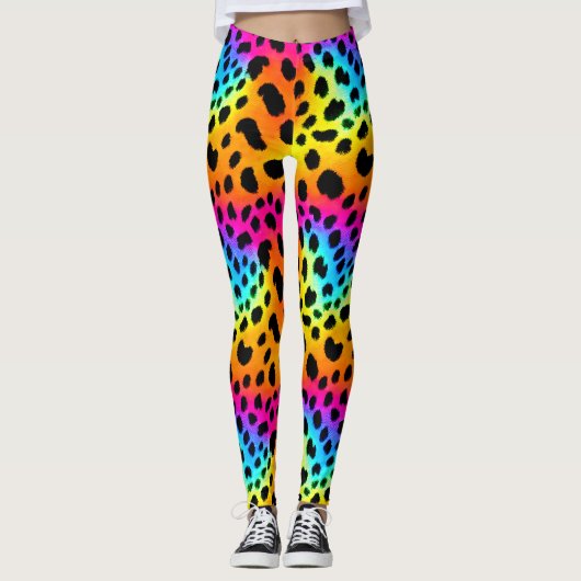 Leggings Motif coloré Rainbow Cheetah sans couture (Devant)