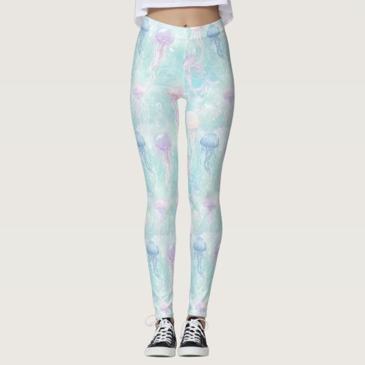 Leggings Motif côtier de méduses d'été (Devant)