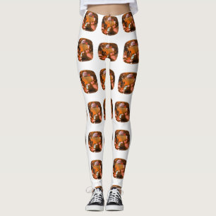 Leggings Motif coupé en coussin orange