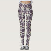 Leggings - Motif courbé en violet et blanc (Devant)