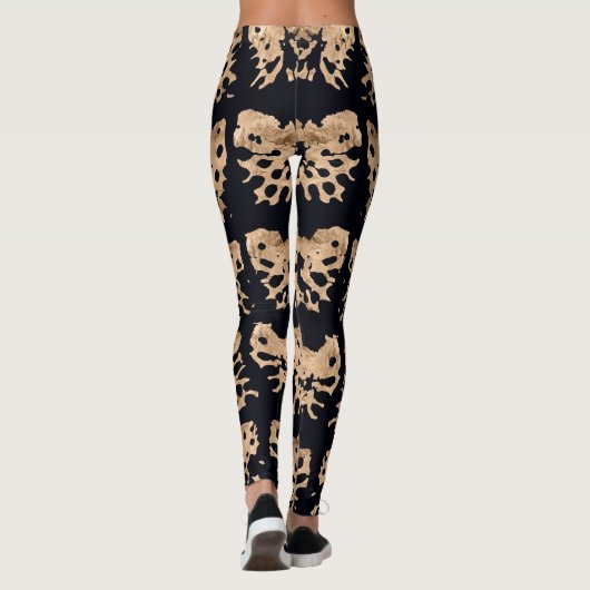 Leggings Motif crocodile moderne en or rose et noir (Dos)