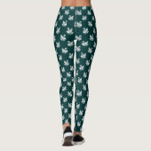 Leggings Motif cygne 02 - Blanc sur Vert foncé (Dos)