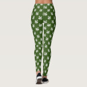 Leggings Motif cygne 02 - Blanc sur vert forestier (Dos)