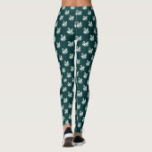 Leggings Motif cygne - Blanc sur Vert foncé (Dos)