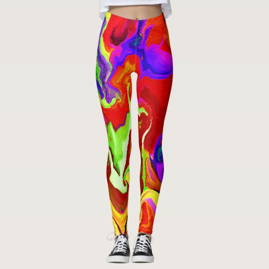 Leggings Motif d'abstractions colorées (Devant)