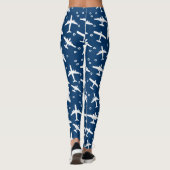 Leggings Motif d'aéronef bleu et blanc de la marine noire (Dos)