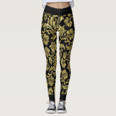 Leggings Motif Damas Noir Et Or GR2 (Devant)