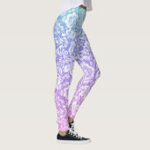 Leggings Motif damassé blanc sur dégradé bleu et violet (Droite)