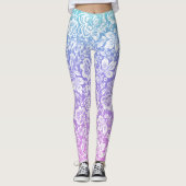Leggings Motif damassé blanc sur dégradé bleu et violet (Devant)