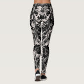 Leggings Motif Damassé | Noir & Beige Naturel (Dos)