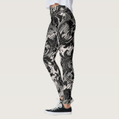 Leggings Motif Damassé | Noir & Beige Naturel (Gauche)