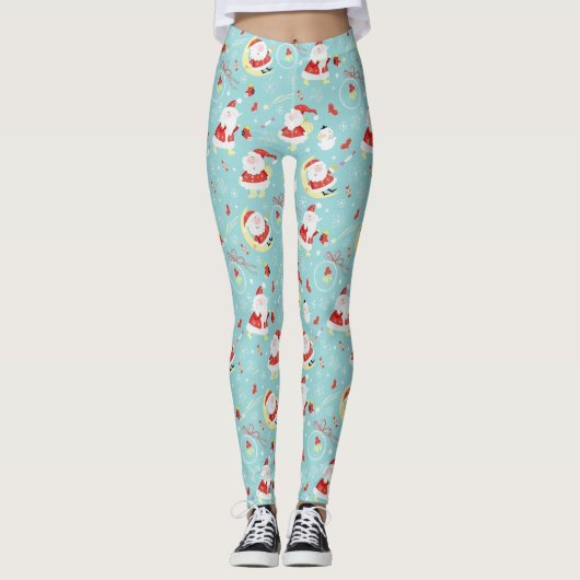 Leggings Motif d'amour de vacances père Noël (Devant)