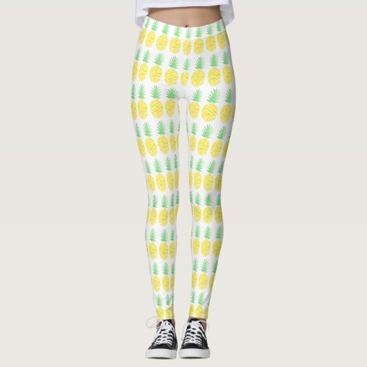 Leggings Motif d'ananas mignon jaune et vert (Devant)
