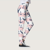 Leggings Motif d'ancrage bleu marine à rayures rose marine (Droite)