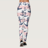 Leggings Motif d'ancrage bleu marine à rayures rose marine (Dos)