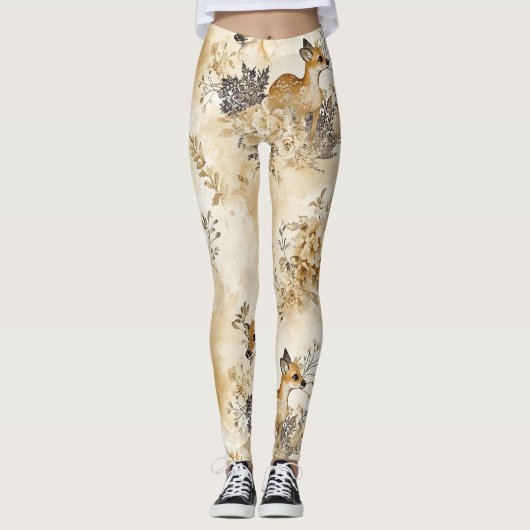 Leggings Motif d'animal de faon de forêt (Devant)