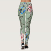 Leggings Motif d'aquarelle Arrière - plan vert. (Dos)
