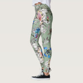 Leggings Motif d'aquarelle Arrière - plan vert. (Gauche)