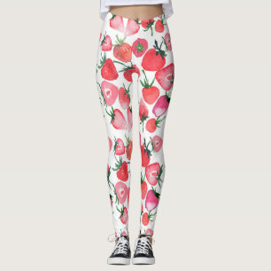 Leggings Motif d'aquarelle aux fraises rouges juteuses