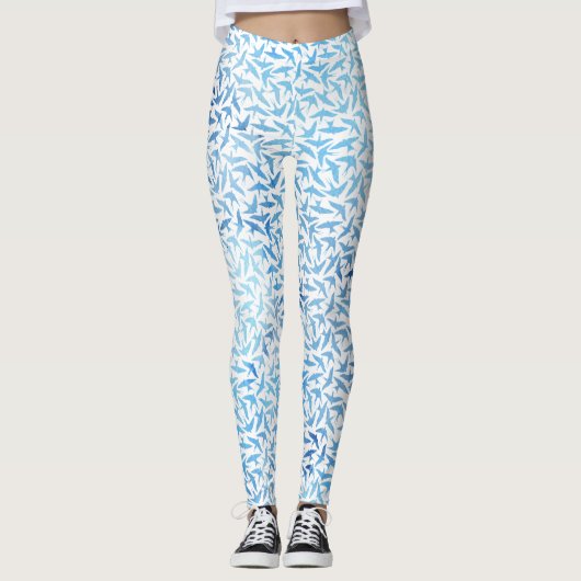 Leggings Motif d'aquarelle bleu clair (Devant)