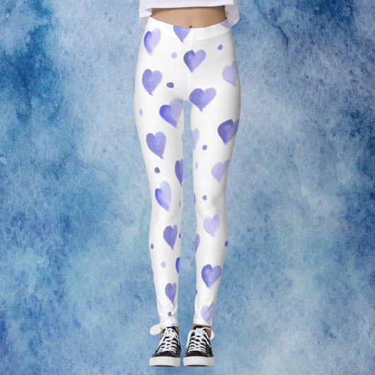 Leggings Motif d'aquarelle bleu coeur