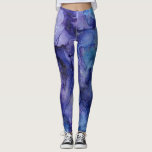 Leggings motif d'aquarelle bleu pourpre moderne<br><div class="desc">Jeu de cool moderne violet aquarelle bleu, motif éclatant.</div>